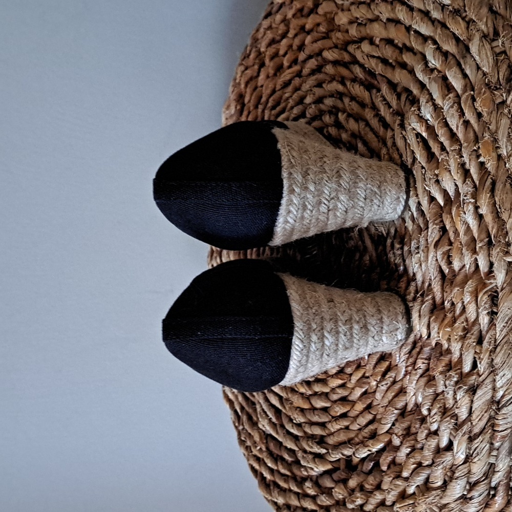 J.CREW Womens Classic Preppy Summer Black Canvas 3.25" Wedge Espadrilles S-8 - Picture 5 of 8